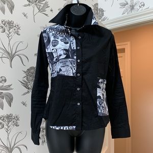 Unique black and white blouse